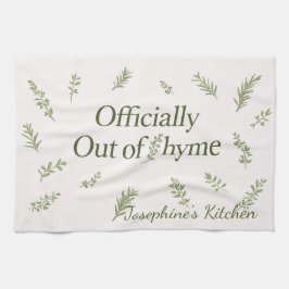 Personalized Officially Out of Thyme Funny Kitchen Kökshandduk