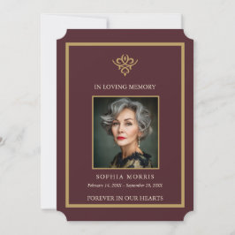 Personalized Old Money Burgundy Funeral Photo  Tack Kort