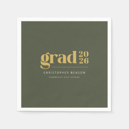 Personalized Olive Green Gold 2026 Graduation Pappersservett
