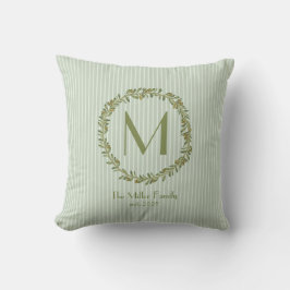 Personalized Olive Wreath Monogram Double-Sided Kudde
