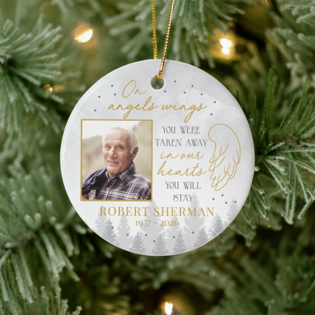 Personalized On Angels Wings Photo Ornament (Träd)