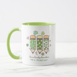 Personalized One Lucky Teacher Retro Pencil Mugg