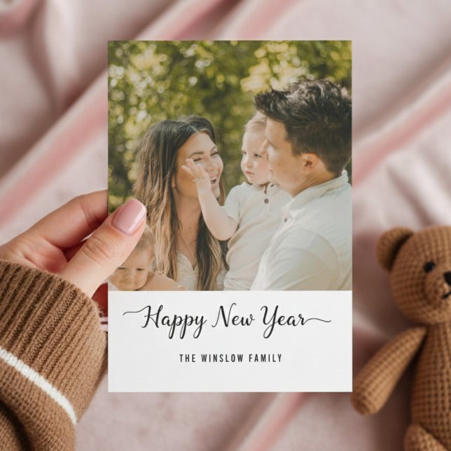 Personalized One-Photo New Year Card 2026 Julkort (Skapare uppladdad)