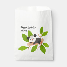 Personalized Opossum on Branch with Green Leaves