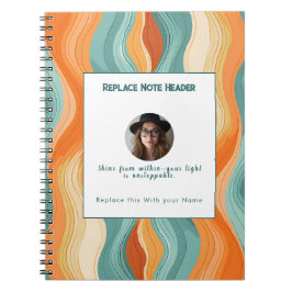 Personalized Orange and Teal Wave Patterned  Anteckningsbok