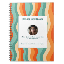 Personalized Orange and Teal Wave Patterned  Anteckningsbok