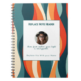 Personalized Orange and Teal Wave Patterned  Anteckningsbok