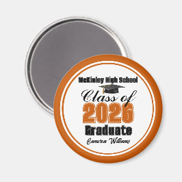 Personalized Orange Class of 2026 Graduation Party Magnet
