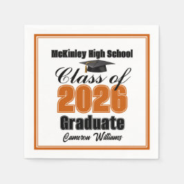 Personalized Orange Class of 2026 Graduation Party Pappersservett