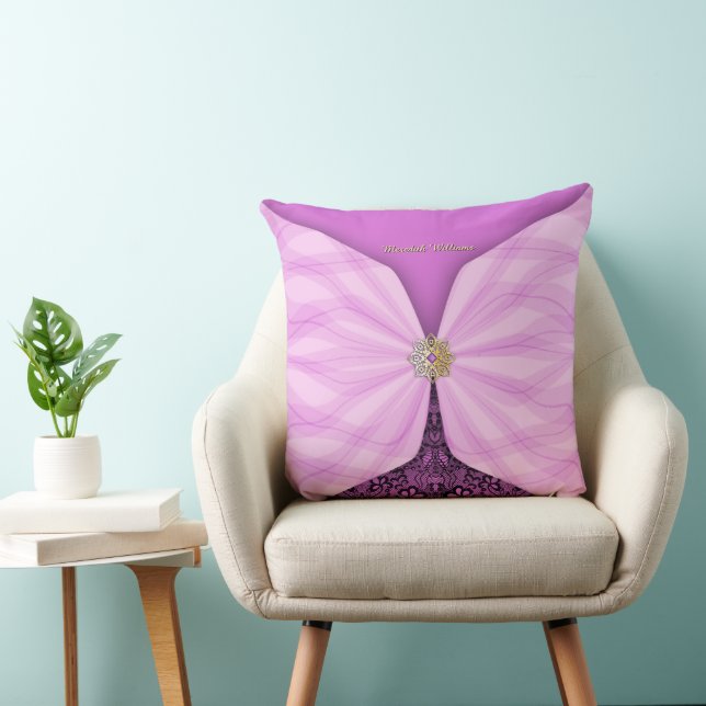 Personalized Orchid Pink Textile Illusion Kudde (Stol)