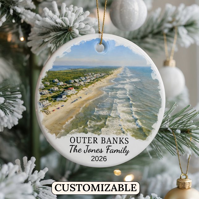 Personalized Outer Banks Ornament, North Carolina Julgransprydnad Keramik (Skapare uppladdad)
