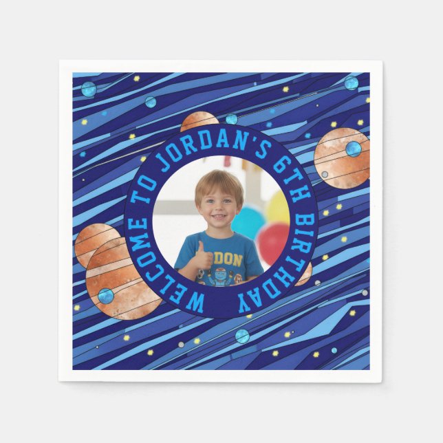 Personalized Outer Space Galaxy Birthday Pappersservett (Framsidan)