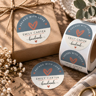 Personalized Packed With Love Handmade Business Runt Klistermärke