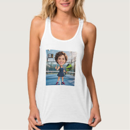 Personalized Paddle/Pickleball Caricature   Linne Med Racerback