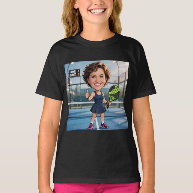 Personalized Paddle/Pickleball Caricature   T Shirt (Framsida)
