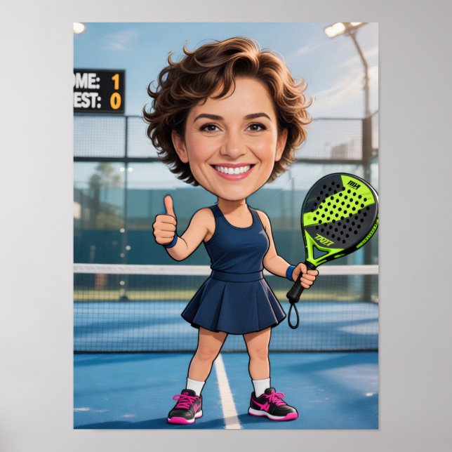Personalized Paddle/Pickleball Star Caricature Art Poster (Framsidan)