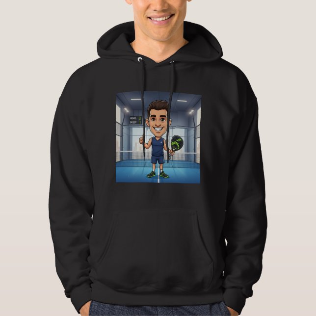 Personalized Paddle Player Cartoon Caricature Hoodie (Framsida)