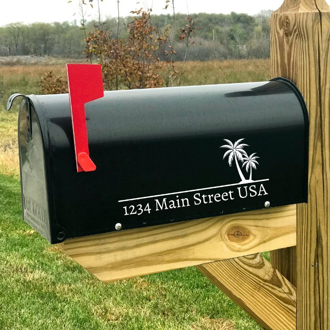 Personalized Palm Tree Mailbox Decal:Custom Street Bildekal (Personalized Palm Tree Mailbox Decal: Custom Street Address)