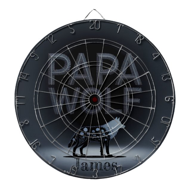 Personalized Papa Wolf Nature Silhouette Darttavla (Framsidan)