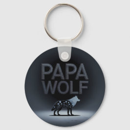 Personalized Papa Wolf Nature Silhouette Nyckelring
