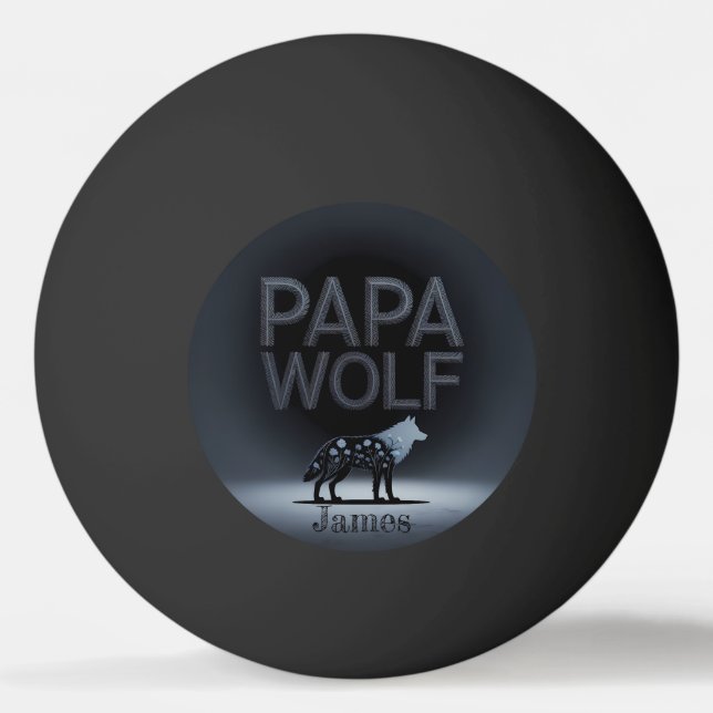 Personalized Papa Wolf Nature Silhouette Pingisboll (Framsidan)