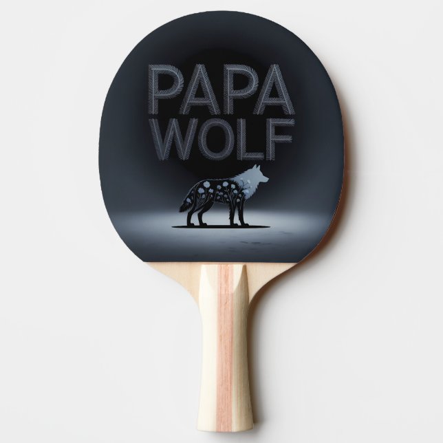 Personalized Papa Wolf Nature Silhouette Pingisracket (Baksidan)