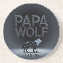 Personalized Papa Wolf Nature Silhouette Underlägg