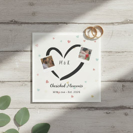  Personalized Paper Napkins with  Two Photos, Name Pappersservett
