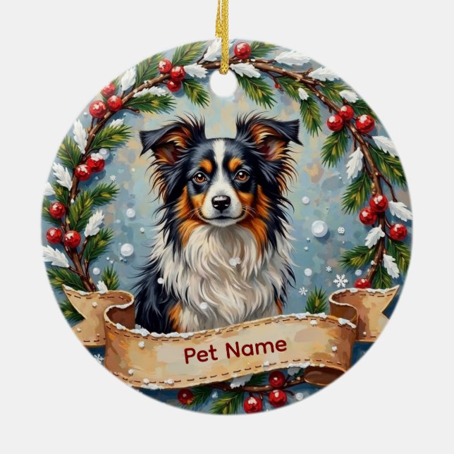 Personalized Papillon Christmas Julgransprydnad Keramik (Baksidan)