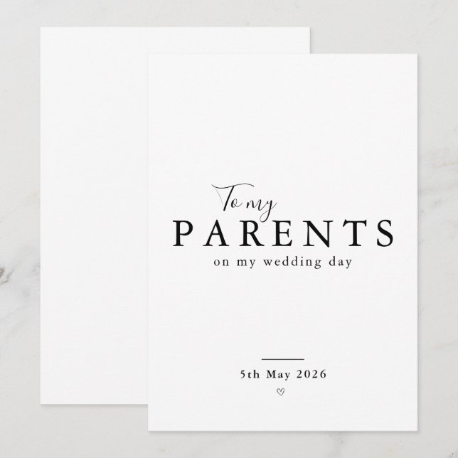 Personalized Parents Wedding Day Thank You Card Inbjudningar (Fram/baksida)