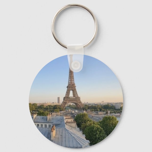 Personalized Paris City Skyline Souvenir  Nyckelring (Framsida)
