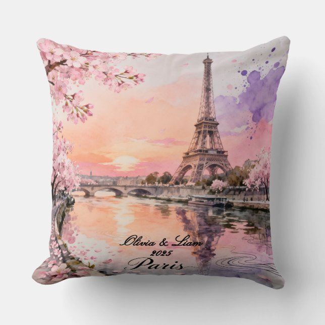Personalized Paris Couple’s Keepsake Kudde (Framsida)