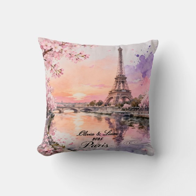 Personalized Paris Couple’s Keepsake Kudde (Framsida)
