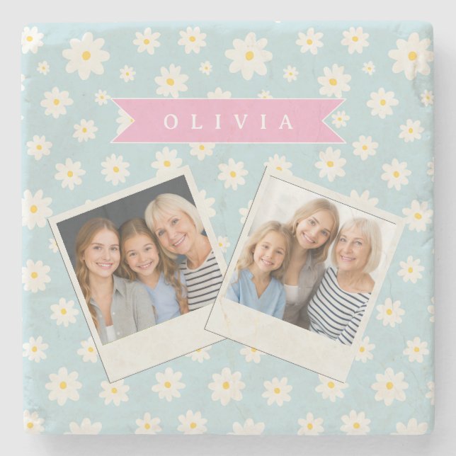 Personalized Pastel Blue Daisy Coquette Girly Cute Stenunderlägg (Framsidan)