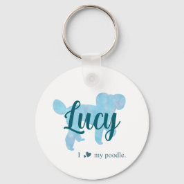 Personalized Pastel Blue Poodle Keychain Nyckelring