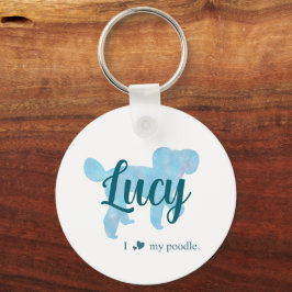Personalized Pastel Blue Poodle Keychain Nyckelring