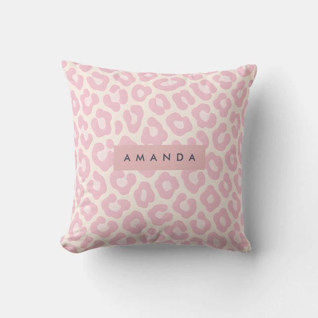 Personalized Pastel Blush Pink Leopard Print Kudde (Framsida)