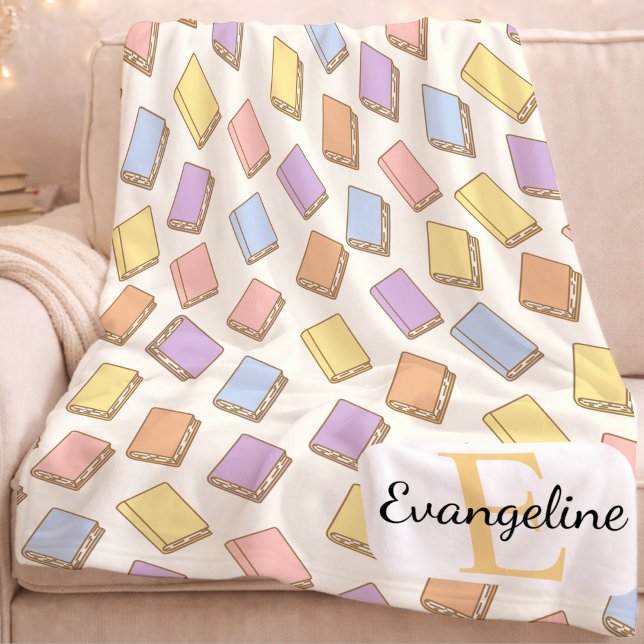 Personalized Pastel Bookish Aesthetic Pattern Fleecefilt (Skapare uppladdad)