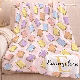 Personalized Pastel Bookish Aesthetic Pattern Pink Fleecefilt