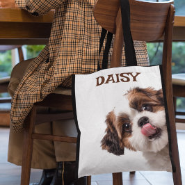 Personalized Pastel Brown Dog Photo Tote Bag Tygkasse