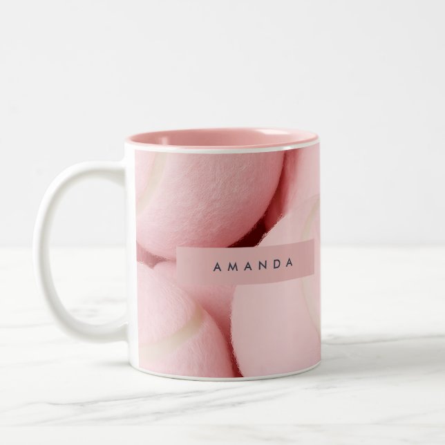Personalized Pastel Chic Pink Tennis Ball  Två-Tonad Mugg (Vänster)