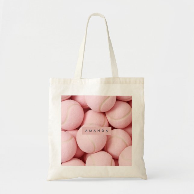 Personalized Pastel Chic Pink Tennis Ball  Tygkasse (Framsidan)