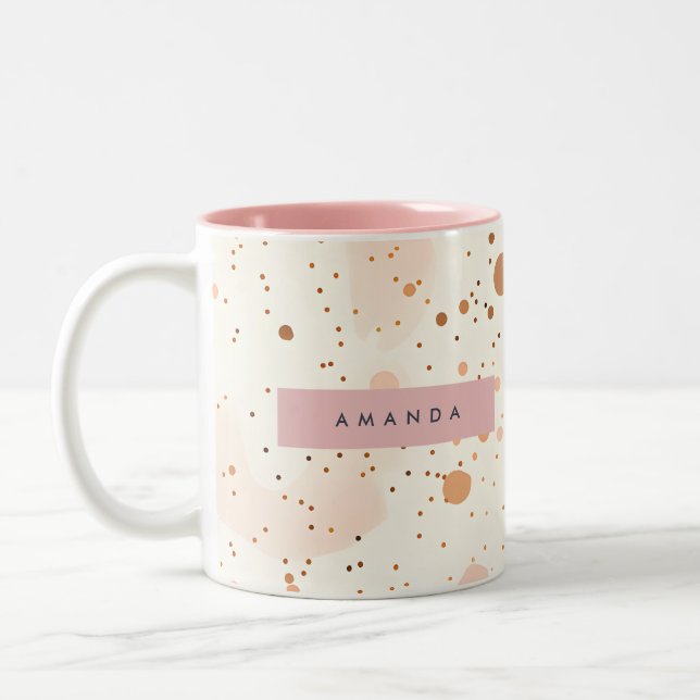 Personalized Pastel Confetti Dot Style Två-Tonad Mugg (Vänster)