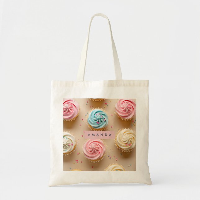 Personalized Pastel Cupcake Sprinkle Tygkasse (Framsidan)