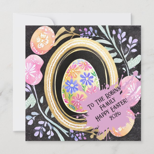 Personalized Pastel Easter Egg Botanical Frame Julkort (Framsida)
