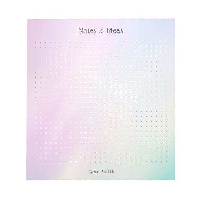 Personalized Pastel Gradient aesthetic dot Grid Anteckningsblock (Framsida)