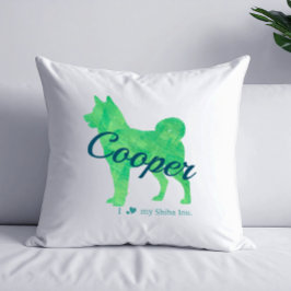 Personalized Pastel Green Color Shiba Inu Dog 柴犬 Kudde