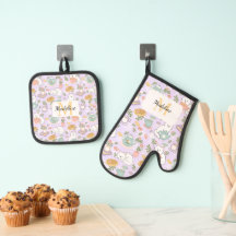 Personalized Pastel Lavender Kitchen Tea Cats