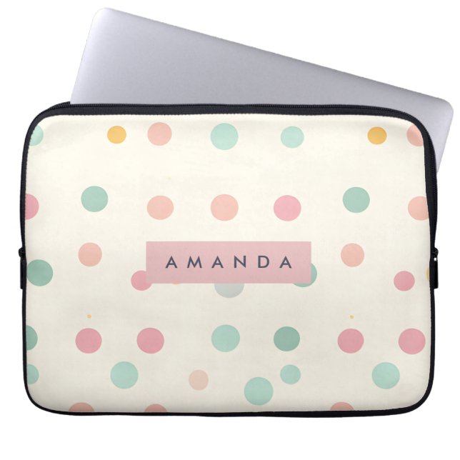 Personalized Pastel Macaron Polka Dot  Laptop Fodral (Framsidan)
