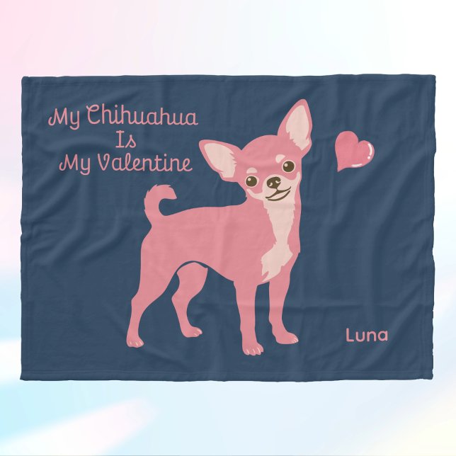 Personalized Pastel Pink Chihuahua Valentine Fleecefilt (Skapare uppladdad)